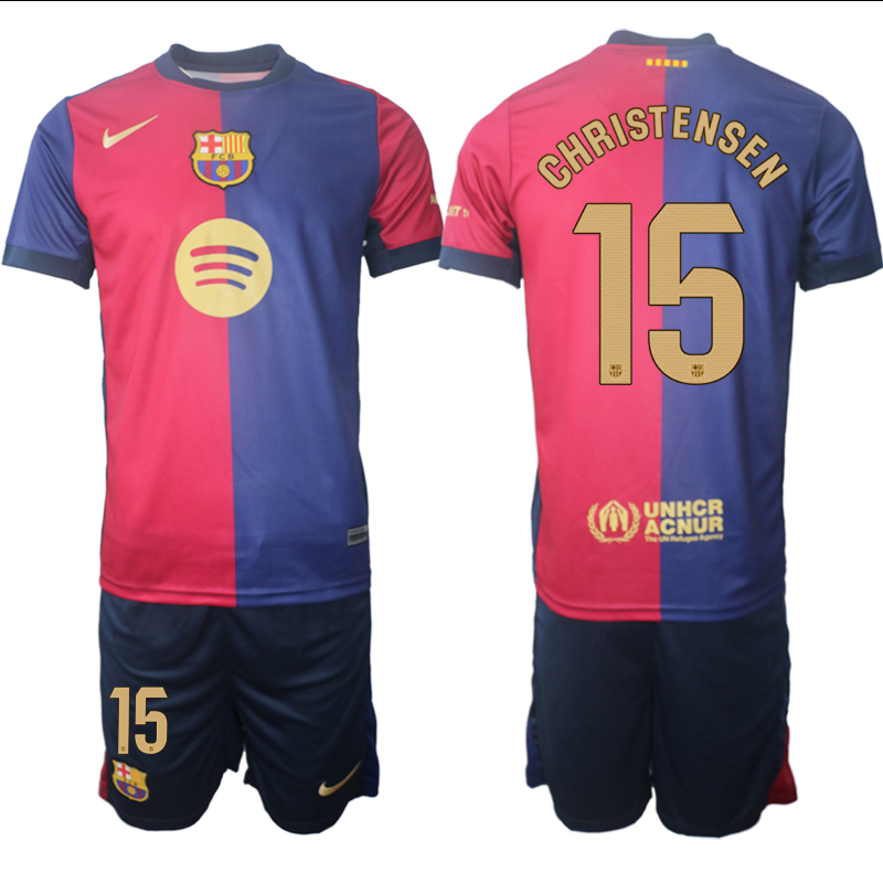Men 2024-2025 Club Barcelona home Red blue #15 Soccer Jersey->barcelona jersey->Soccer Club Jersey